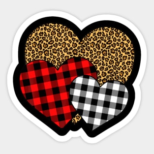 Buffalo Red Black Plaid And Leopard Hearts Valentine Day Sticker